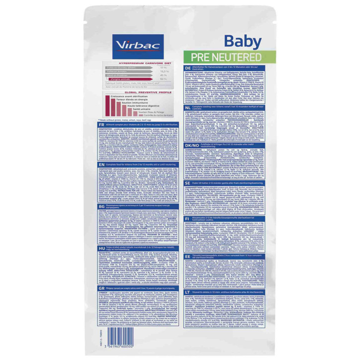 Virbac Veterinary HPM Baby Pre Neutered para gatos