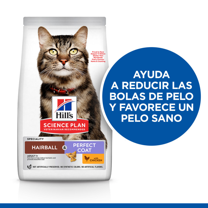 Hill's Science Plan Hairball & Perfect Coat alimento para gatos adultos con pollo 