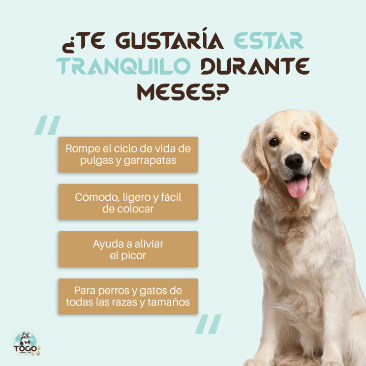 Togo Collar Repelente 8 meses protección para Perros y Gatos