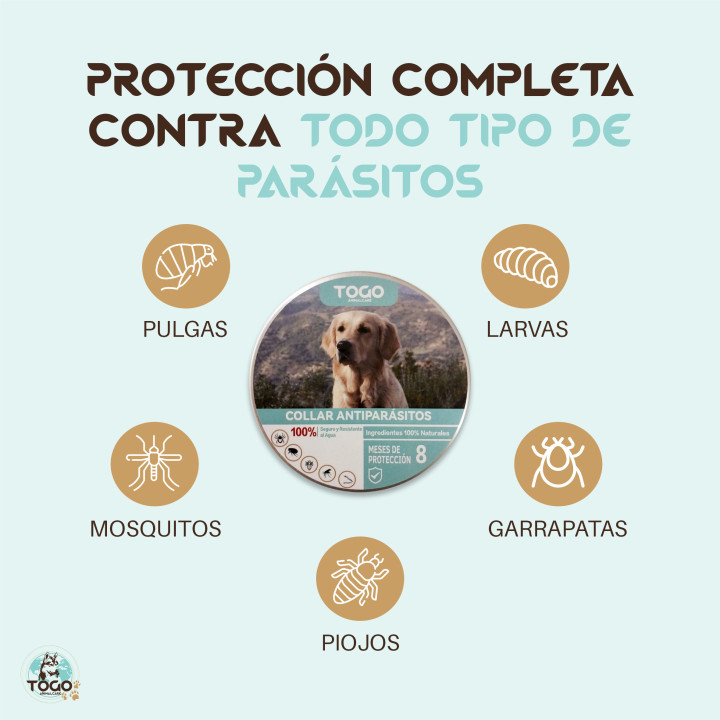 Togo Collar Repelente 8 meses protección para Perros y Gatos