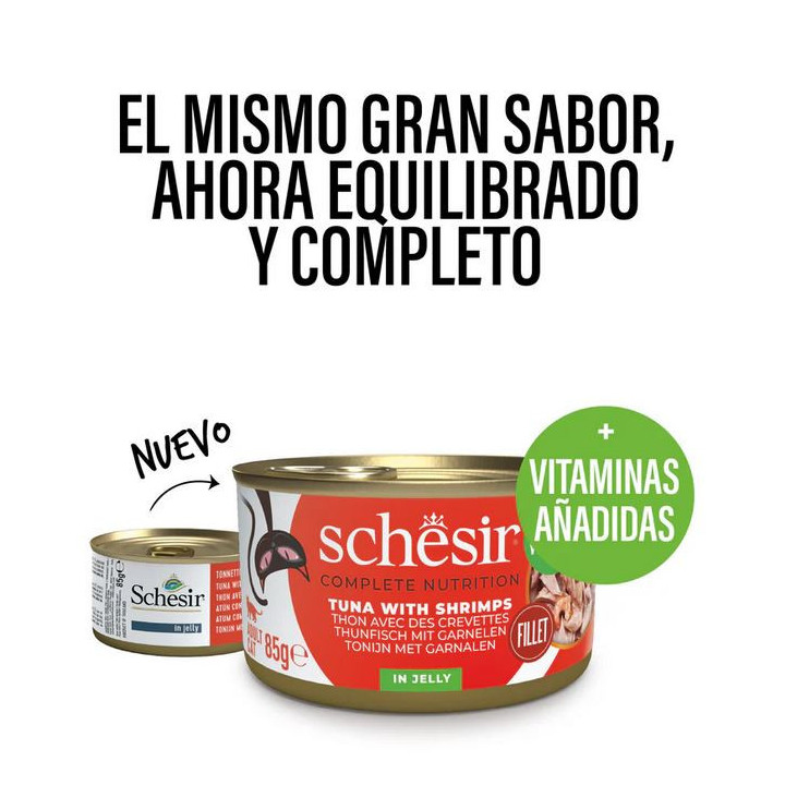 Schesir Atún con Gambas en Gelatina para Gatos