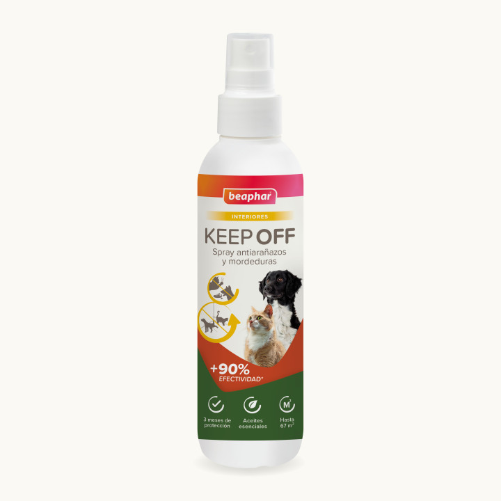 Beaphar Keep Off - Spray Educador Antiarañazos y mordeduras para Gatos y Perros - Interiores 