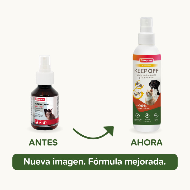 Beaphar Keep Off - Spray Educador Antiarañazos y mordeduras para Gatos y Perros - Interiores 