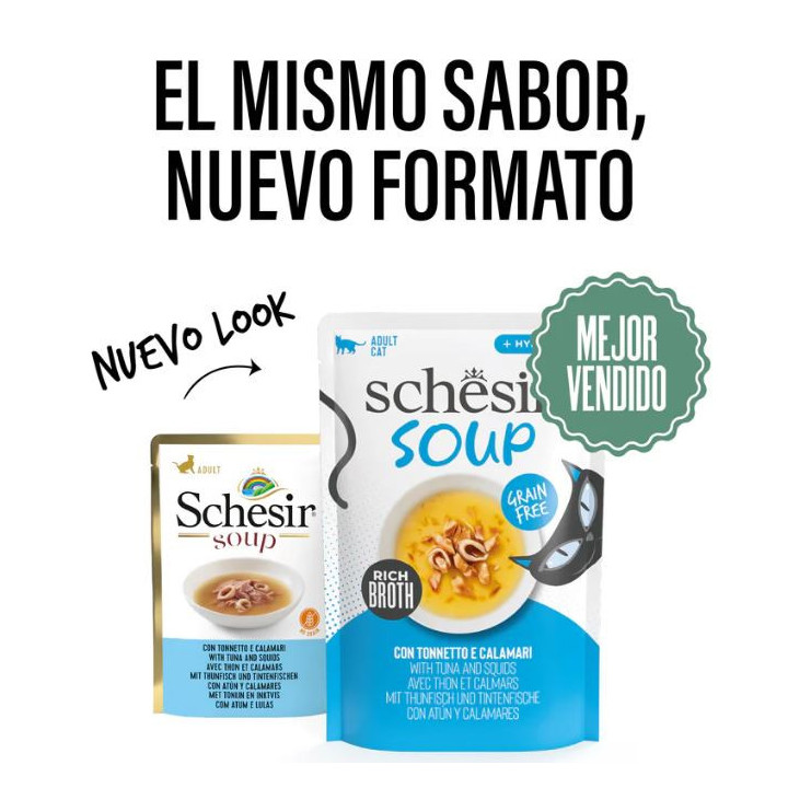 Schesir Atún y Calamar Sopa para Gatos