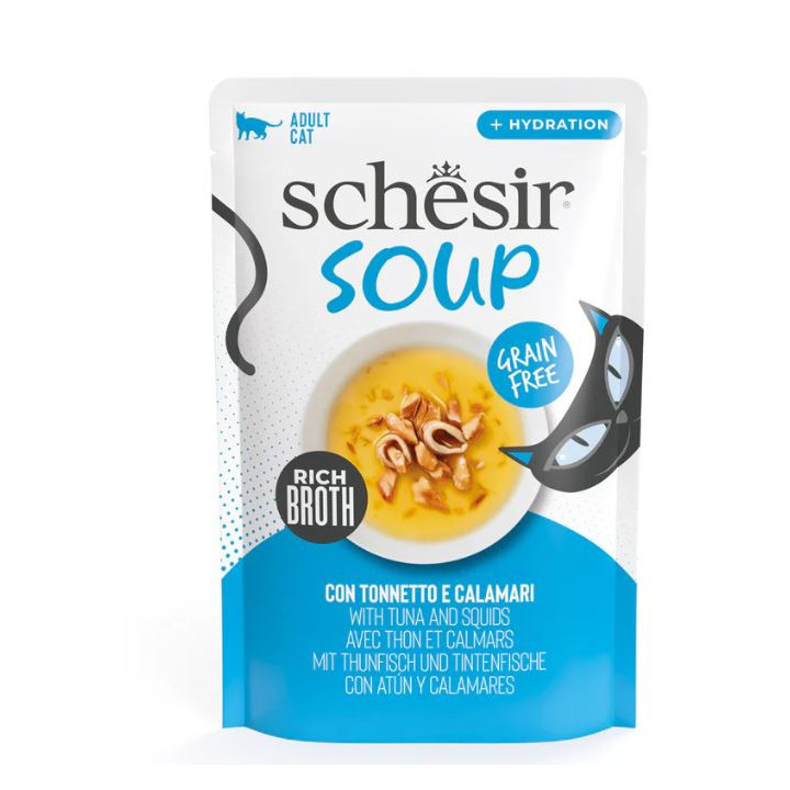 Schesir Atún y Calamar Sopa para Gatos