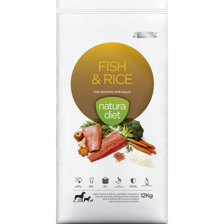 Natura Diet Fish & Rice, pienso para perros naturales