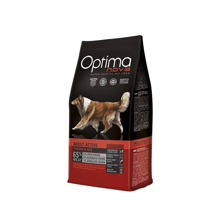 Optima Nova Adult Active Chicken & Rice , pienso para perros naturales