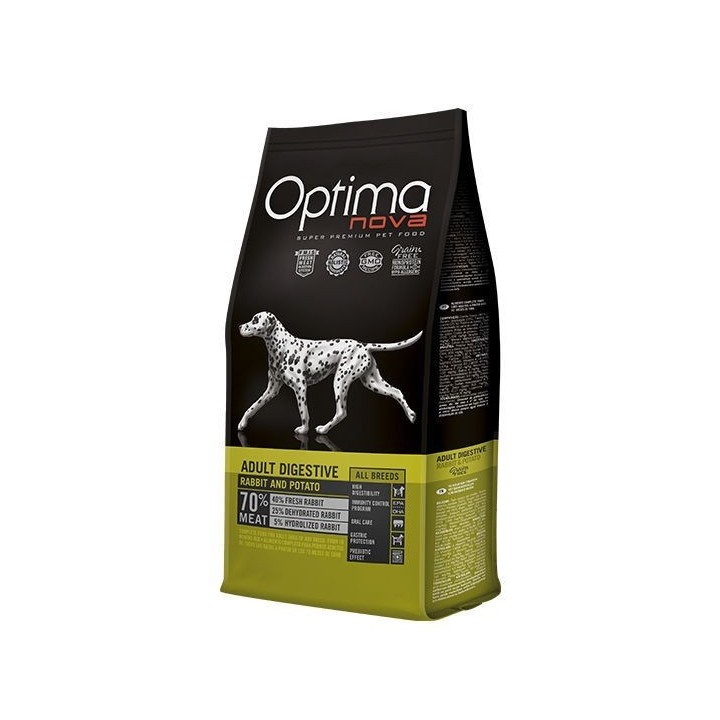 Optima Nova Adult Digestive Rabbit & Potato, pienso para perros naturales