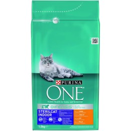 Purina Ones Gatos Esterilizados de Interior rico en Pollo y Cereales Integrales 