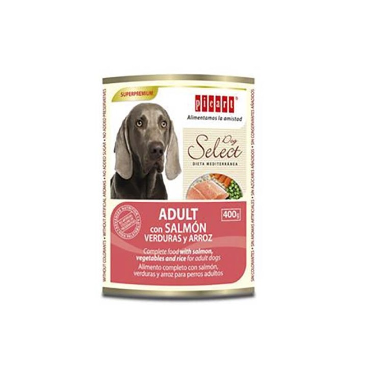 comida húmeda Picart Select Adult con salmón, verduras y arroz