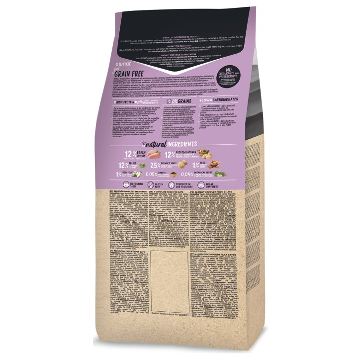 Ownat Just Grain Free Sterilized Cat, Pienso para gatos - Kompymascotas