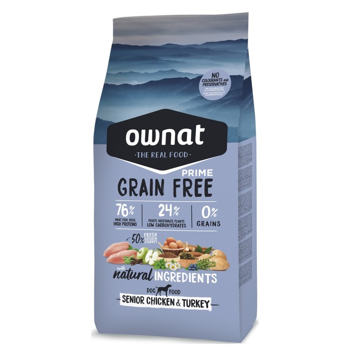 Ownat Grain Free Senior Pollo y Pavo, pienso para perros naturales