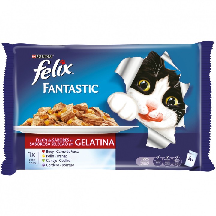 comida húmeda para gatos Purina Félix Festín de carnes