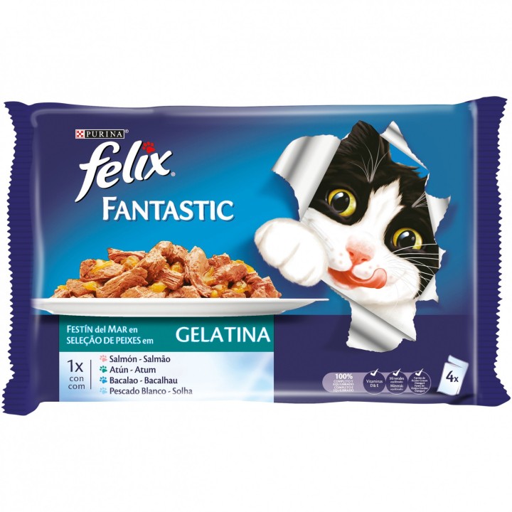 comida húmeda para gatos Purina Felix Festín del Mar en Gelatina