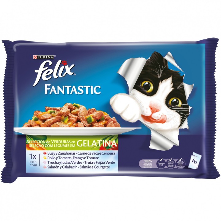 Comida húmeda para gatos Purina Felix Selección de Verduras en Gelatina