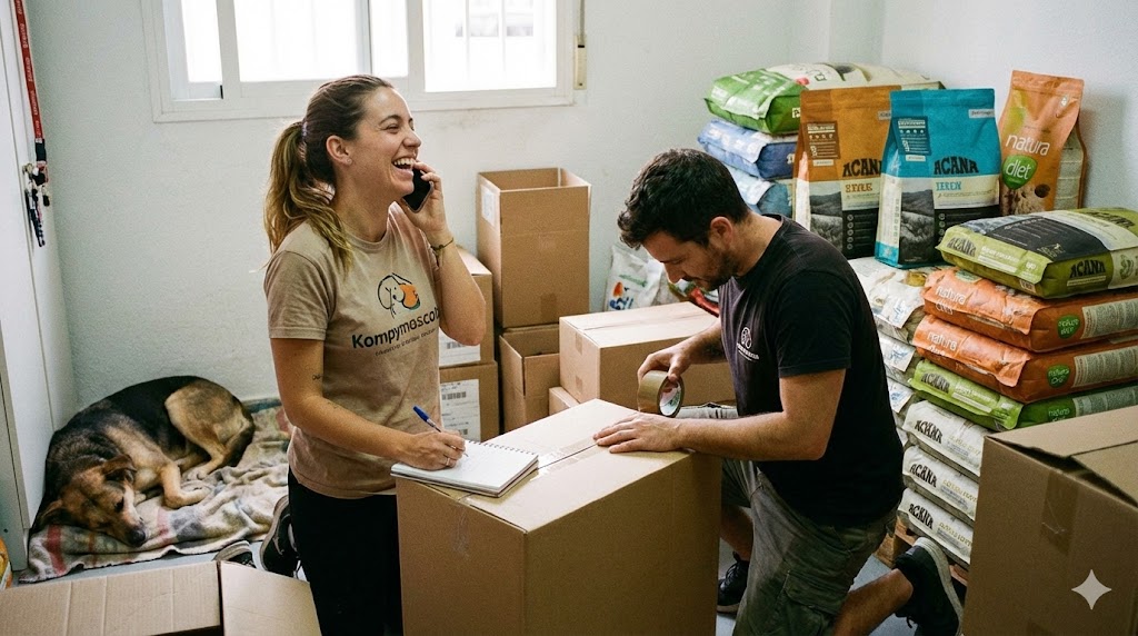 gente feliz haciendo pedidos